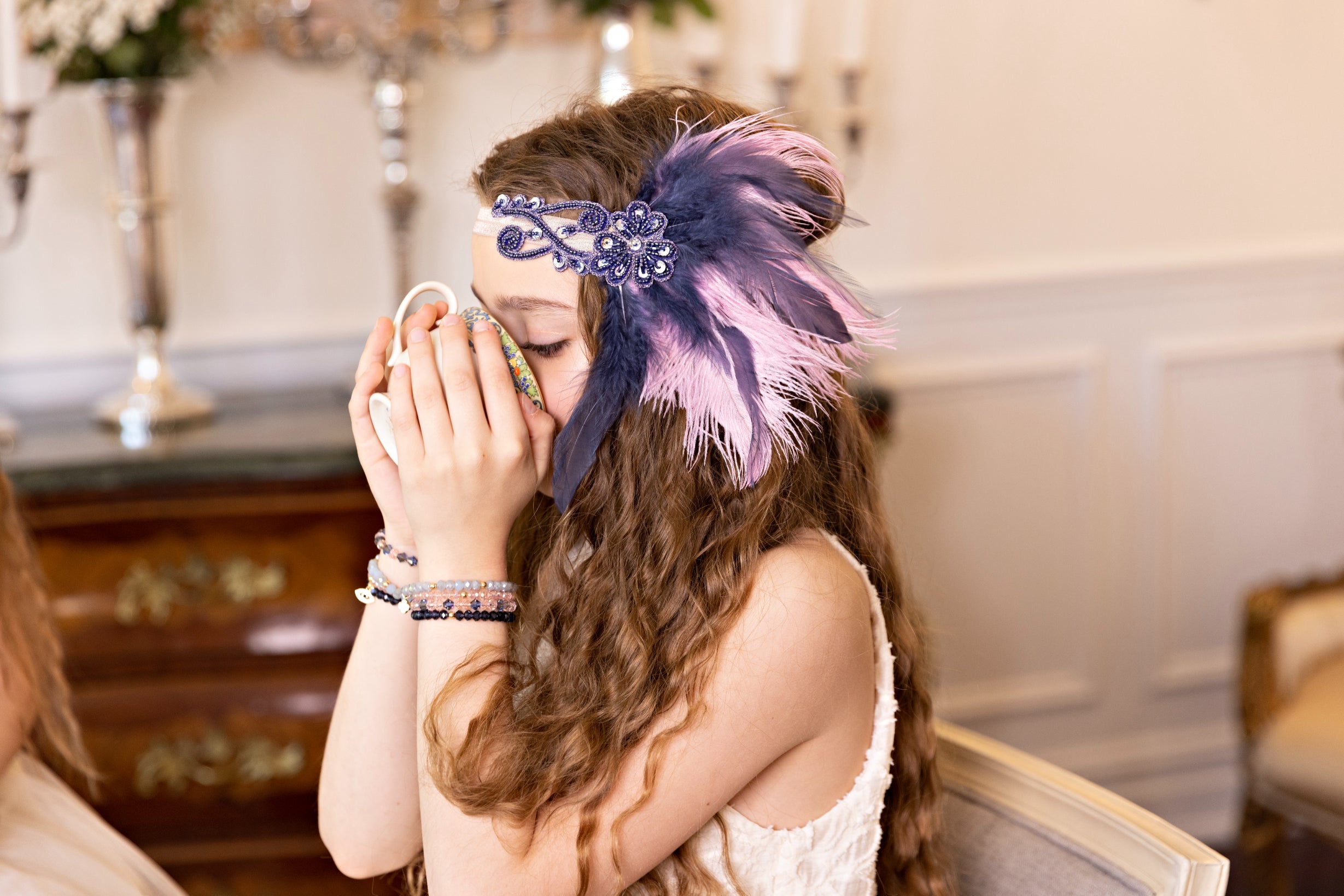 The Abby Headband with Embellishment and Plumage