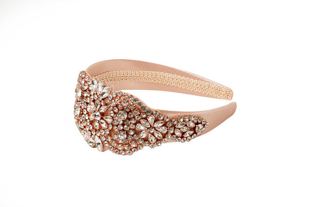 The Ella Headband in Ballet Pink with Crystal Applique