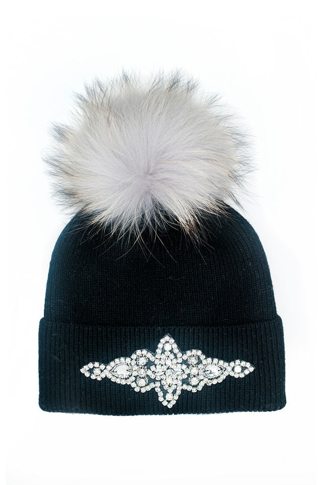 The Obi Hat in Black with Crystal Applique