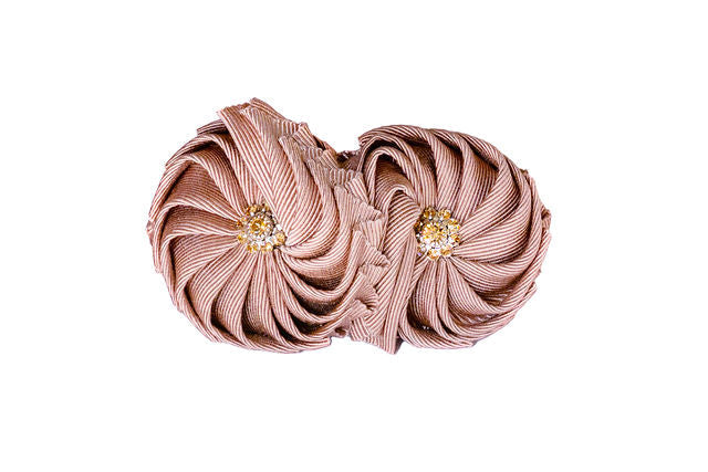 The Rose Clip in Mauve with Gold Crystal Flowers