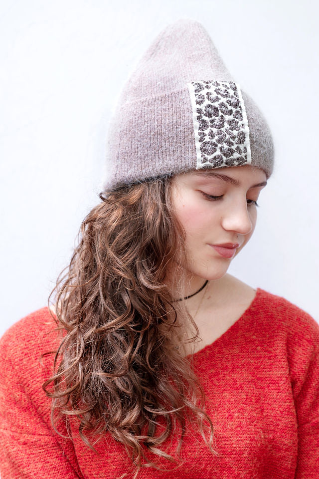 The Maple Hat with Leopard Print Trim