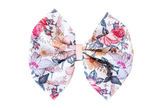 The Priela Floral Jersey Headband with Pink Velvet Ribbon