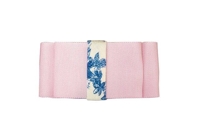 The Penelope Bow in Pink with Blue Toile de Jouy