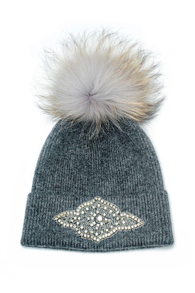 The Obi Hat in Grey with Crystal Applique